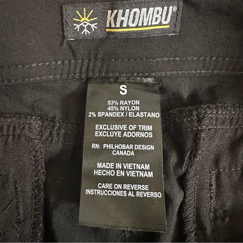 Khombu Small Solid Black High Rise Stretch Capri … - image 7